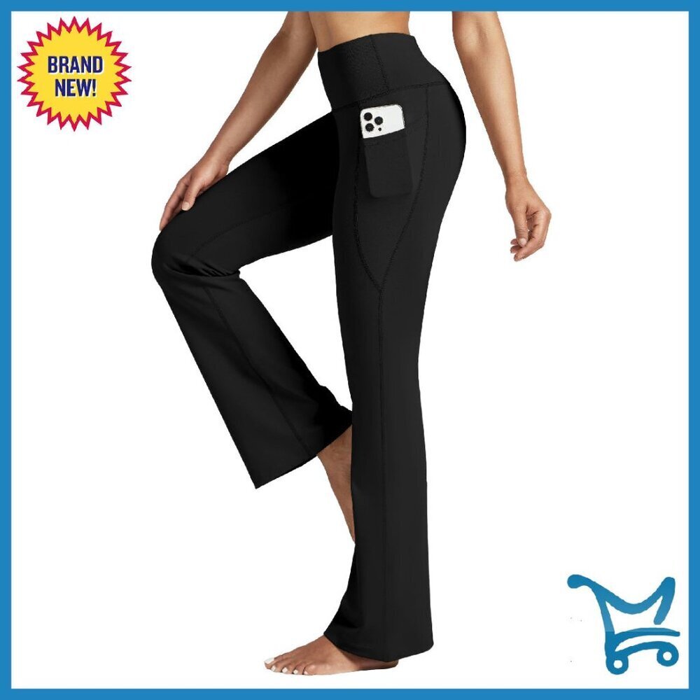 High Waist Flare Leggings with Pockets Tummy Control Yoga Pants 4-Way Stretch